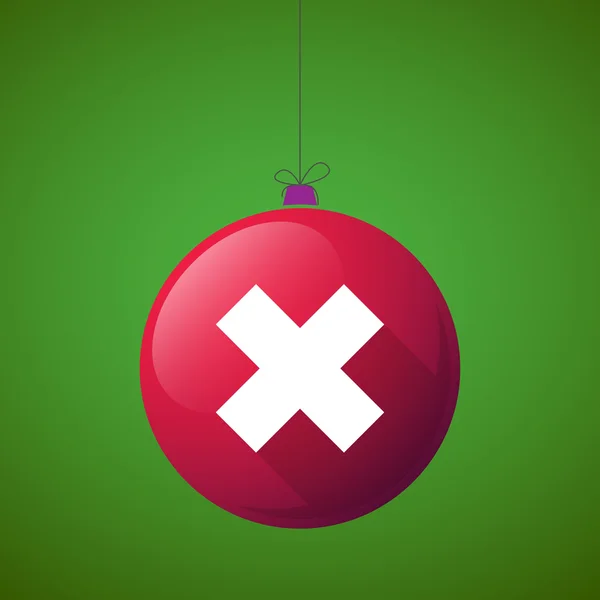 Hosszú árnyék karácsonyi labda ikon-val egy x jel — Stock Vector