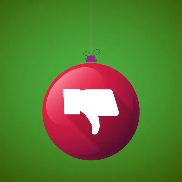 Longue ombre icône de boule de Noël avec un pouce vers le bas — Image vectorielle