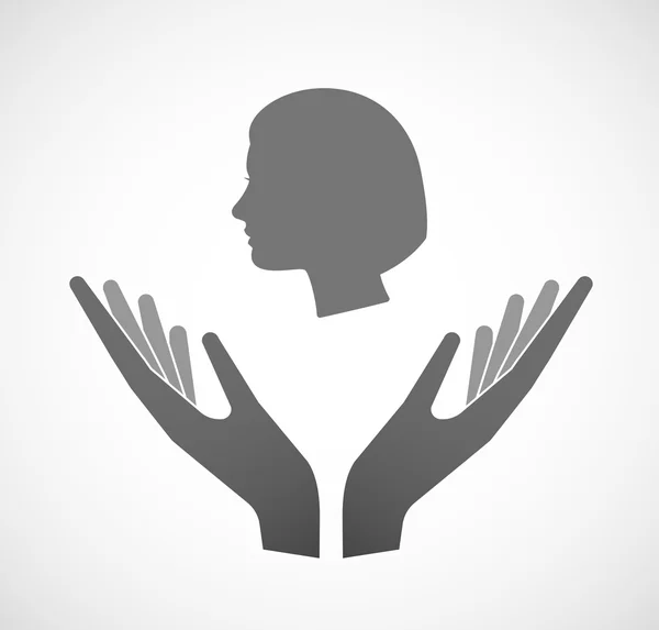 Dvě ruce, nabízející ženské hlavy — Stockový vektor