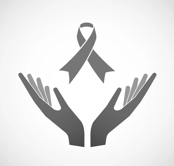 Two hands offering an awareness ribbon — Stock Vector