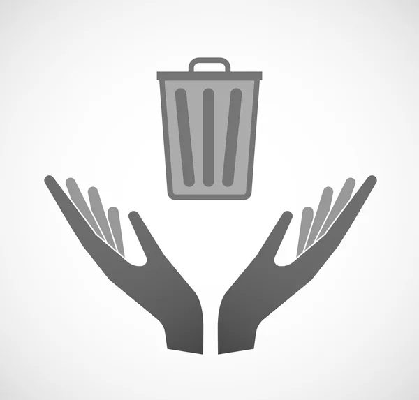 Deux mains offrant une poubelle — Image vectorielle