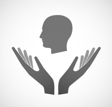 İki el bir erkek kafa sunan