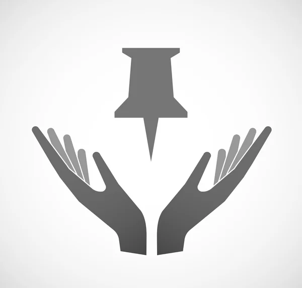 Två händer erbjuder en push-pin — Stock vektor