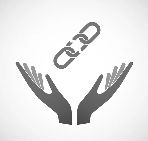Two hands offering a broken chain — Stock Vector