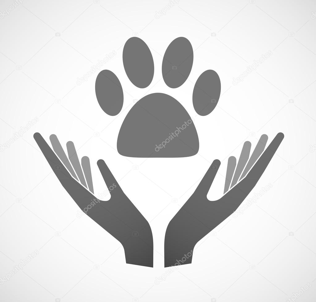 Two hands offering an animal footprint