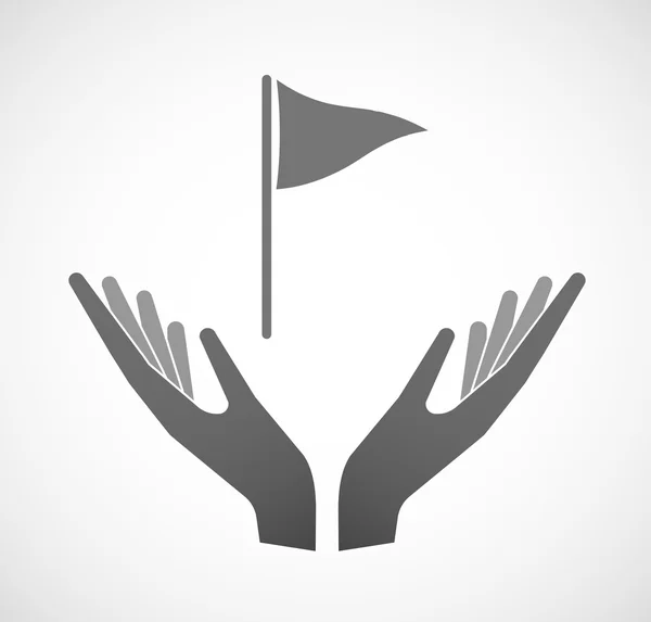 Two hands offering a golf flag — Stock Vector