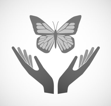 İki el bir kelebek sunan