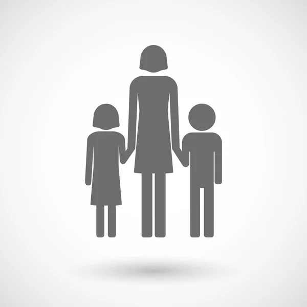 Ilustración de un pictograma de una familia monoparental femenina — Vector de stock
