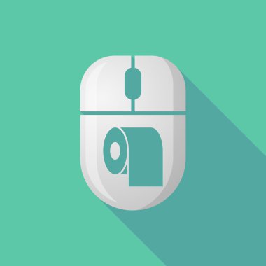 Kablosuz uzun gölge fare simgesi ile bir tuvalet kağıdı rulosu