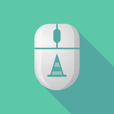 Kablosuz uzun gölge fare simgesi bir yol koni ile