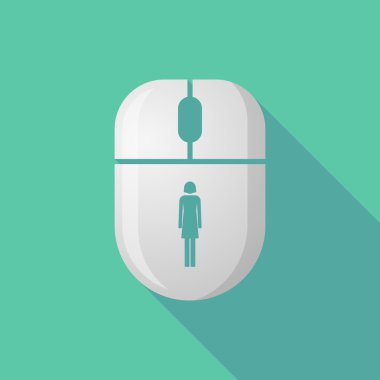 Kadın bir sembol ile kablosuz uzun gölge fare simgesi