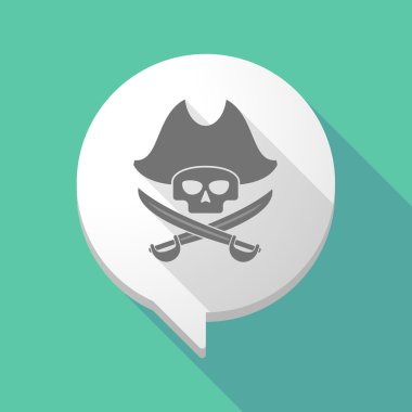 Uzun gölge çizgi roman balon bir korsan kafatası ile