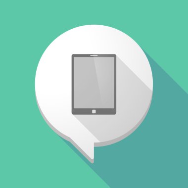 Uzun gölge çizgi roman balon ile bir tablet bilgisayar