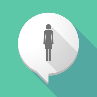 Kadın bir sembol ile uzun gölge çizgi roman balon