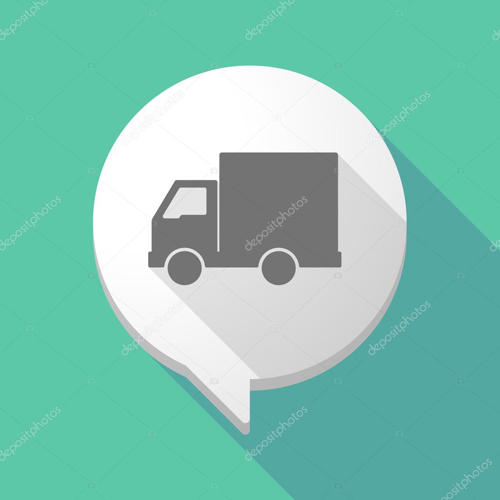 Long shadow comic balloon with a  delivery truck