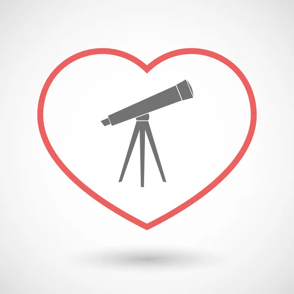 Line hearth icon with a telescope — Stock Vector