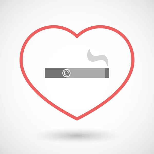 Line hearth icon with an electronic cigarette — Stock Vector