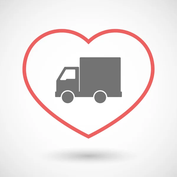 Ligne foyer icône avec un camion de livraison — Image vectorielle
