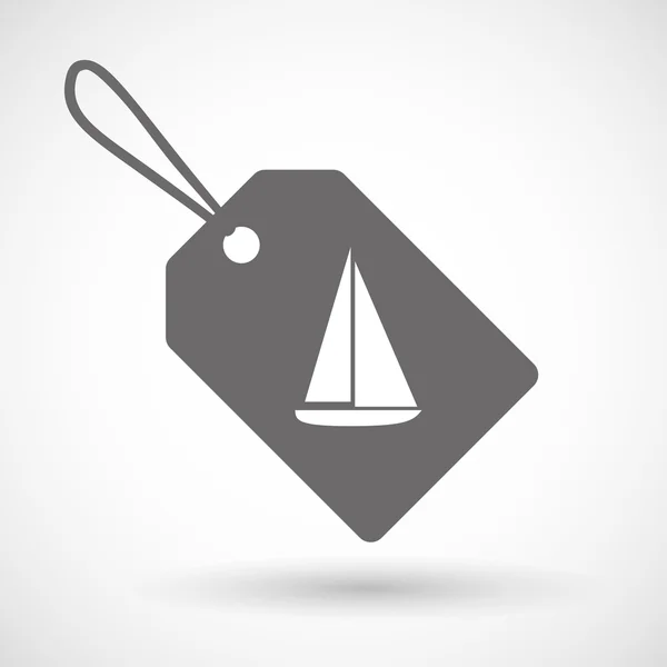 Icono de etiqueta con una nave — Vector de stock