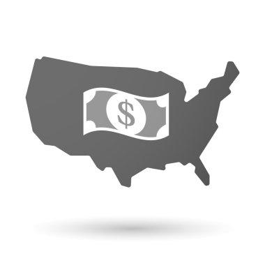 bir dolarlık banknot ile izole ABD vektör harita simgesi