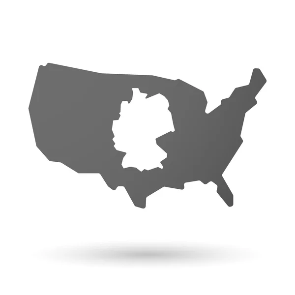 Aislado icono del mapa vectorial de EE.UU. con un mapa de Alemania — Vector de stock