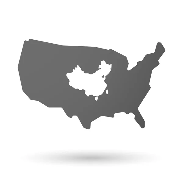 Na białym tle Usa wektor mapa ikona z mapą Chin — Wektor stockowy