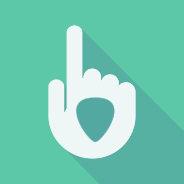 Uzun gölge bir mızrap eliyle parmak işaret