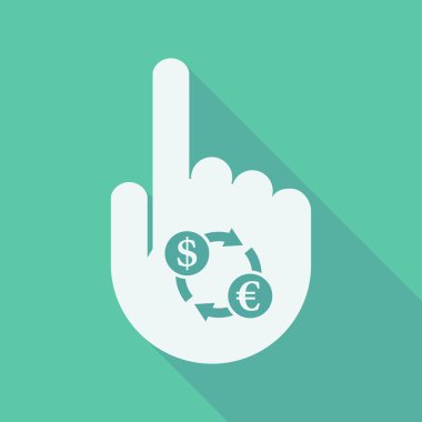 Uzun gölge bir dolar euro döviz sig eliyle parmak işaret
