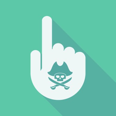 Uzun gölge bir korsan kafatası eliyle parmak işaret