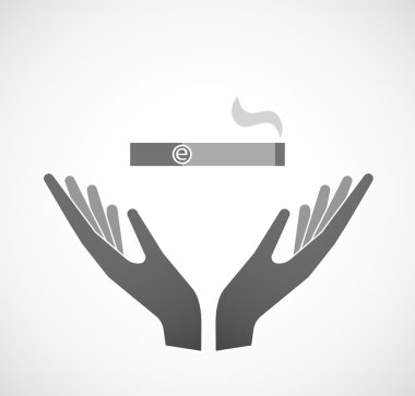 İki elektronik sigara sunan eller vektör