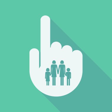 Lezbiyen anne aile p eliyle parmak işaret uzun gölge