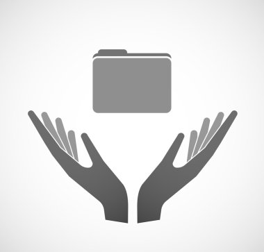 İki el bir klasör sunan vektör 