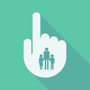 Bir erkek tek ebeveyn famil eliyle parmak işaret uzun gölge