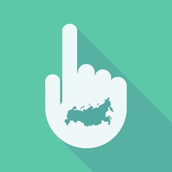 Longue ombre pointant la main avec une carte de la Russie — Image vectorielle