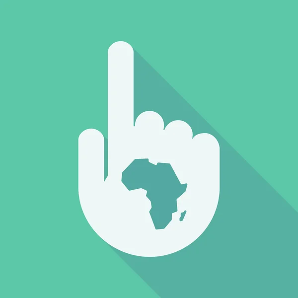 Lange schaduw wijzende vinger hand met een kaart van de Afrikaanse cont — Stockvector