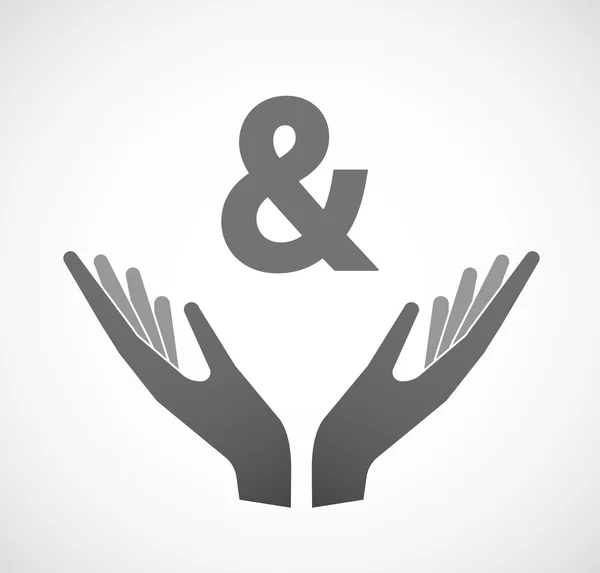 Due mani vettoriali che offrono un ampersand — Vettoriale Stock