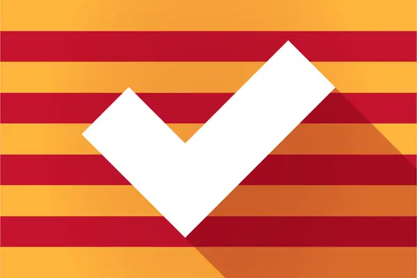 Bandiera vettoriale lunga ombra Catalogna con segno di spunta — Vettoriale Stock
