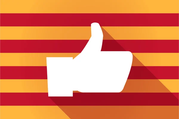 Bandera vectorial de Cataluña de sombra larga con el pulgar hacia arriba — Vector de stock