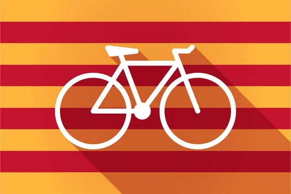 Lange schaduw Catalonië vector vlag met een fiets — Stockvector