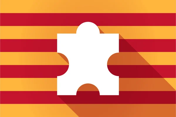 Bandera vectorial de Cataluña de sombra larga con una pieza rompecabezas — Vector de stock