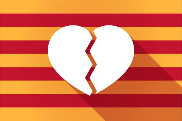 Lange schaduw Catalonië vector vlag met een gebroken hart — Stockvector