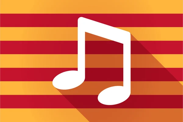 Lange schaduw Catalonië vector vlag met een opmerking muziek — Stockvector