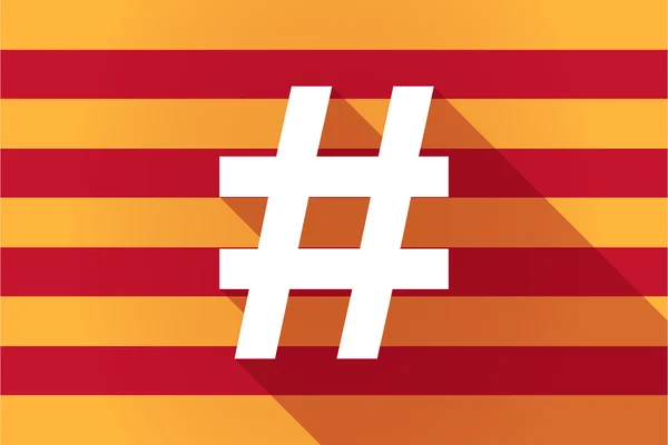 Bandeira vetorial de longa sombra da Catalunha com uma hash tag — Vetor de Stock