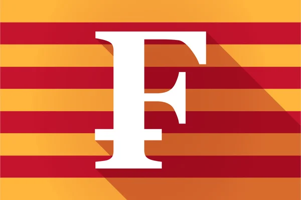 Bandeira vetorial de longa sombra da Catalunha com um sinal de franco suíço — Vetor de Stock