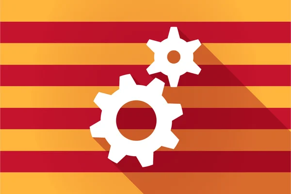 Długi cień Catalonia wektor flaga z dwóch kół zębatych — Wektor stockowy