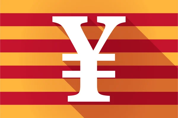 Long shadow Catalonia vector flag with a yen sign — Stock Vector