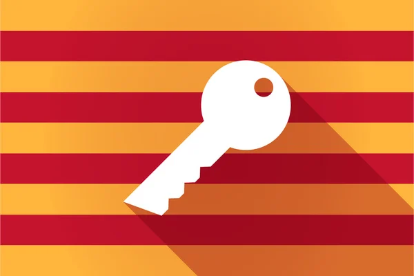 Long shadow Catalonia vector flag with a key — Stock Vector