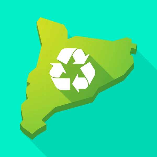 Catalogne carte icône vectorielle ombre longue avec un panneau de recyclage — Image vectorielle