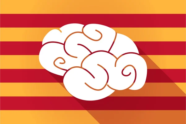 Ombre longue Catalogne drapeau vectoriel avec un cerveau — Image vectorielle