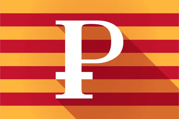 Bandera vectorial de Cataluña de sombra larga con signo de rublo — Archivo Imágenes Vectoriales